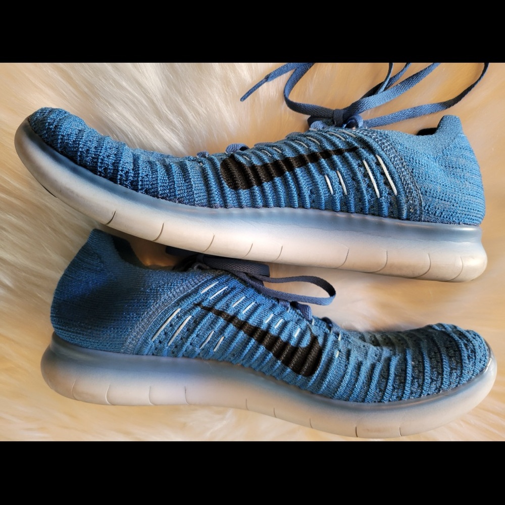 Nike Free RN 4.0 Laser Blue Black Flyknit Athletic Running Shoes Trainers WMNS 9